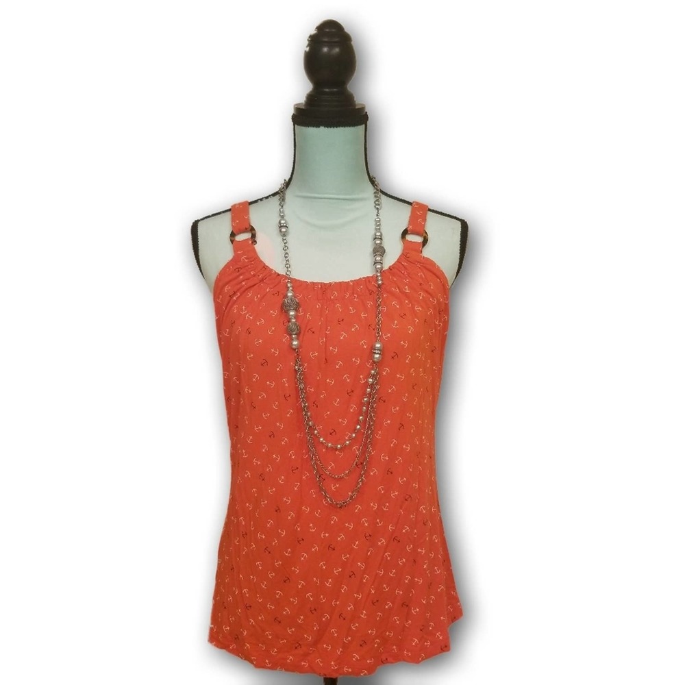 Banana Republic Nautical Scoop Tank Top Orange M